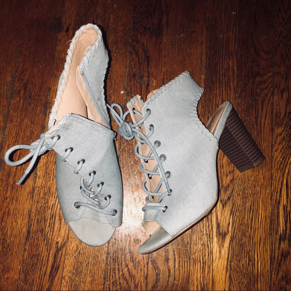 Light blue denim chunky sandals